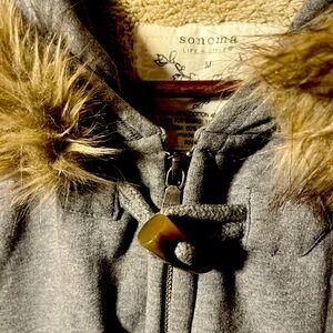 Sonoma Life & Style Cozy Gray Hooded sweatshirt Vest